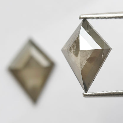 3.28 CT Kite Cut Salt and Pepper Diamond Pair, Translucent Gray Green Natural Loose Diamonds for Jewelry Design