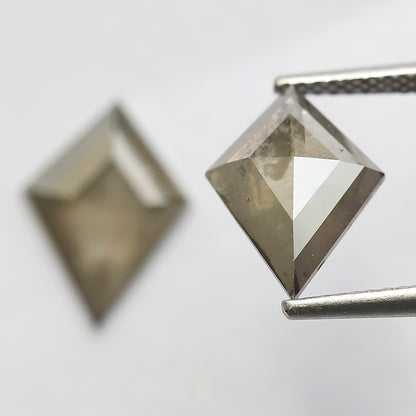 3.28 CT Kite Cut Salt and Pepper Diamond Pair, Translucent Gray Green Natural Loose Diamonds for Jewelry Design
