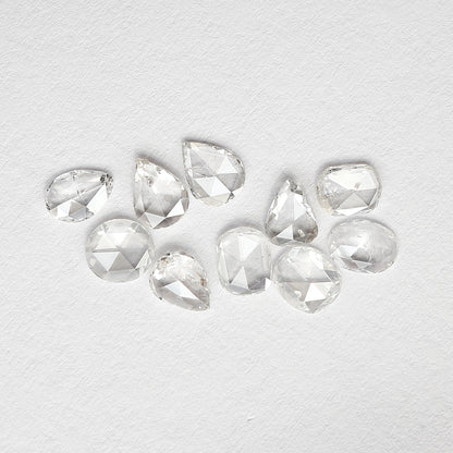 1.25 CT Pear & Oval Rose Cut Diamond Lot, Natural GH SI Ethical Loose Diamonds for Engagement Ring