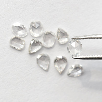 1.25 CT Pear & Oval Rose Cut Diamond Lot, Natural GH SI Ethical Loose Diamonds for Engagement Ring