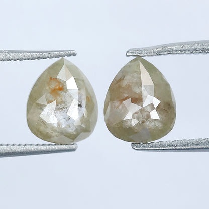 Matching Pear Rustic Diamond Pair 1.59 CT – 7.10 x 6.00 MM Natural Ethical Diamonds for Engagement Jewelry