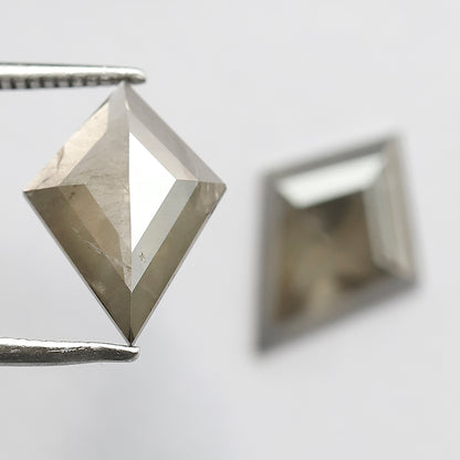 3.28 CT Kite Cut Salt and Pepper Diamond Pair, Translucent Gray Green Natural Loose Diamonds for Jewelry Design