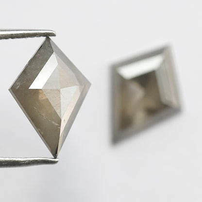 3.28 CT Kite Cut Salt and Pepper Diamond Pair, Translucent Gray Green Natural Loose Diamonds for Jewelry Design