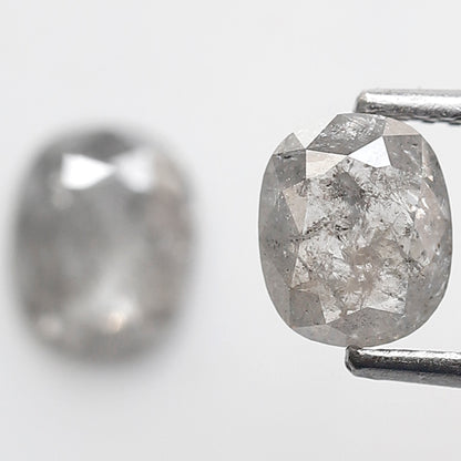 1.47 Ct Pair Of Oval Shape Salt and Pepper Diamond 6 MM Natural Loose Grey Color Diamond