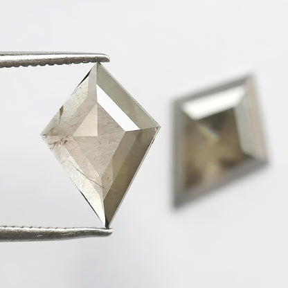 3.28 CT Kite Cut Salt and Pepper Diamond Pair, Translucent Gray Green Natural Loose Diamonds for Jewelry Design