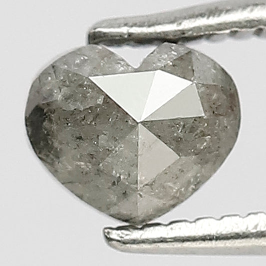 0.77 CT Heart shape salt and pepper diamond 4 mm grey black loose rose cut diamond for diamond ring
