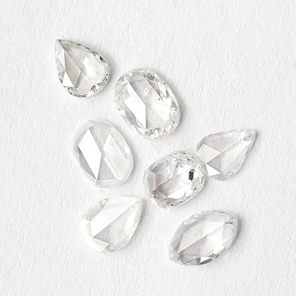 0.98 CT Rose Cut Diamond Lot Pear Oval and Marquise Mix Shapes, Natural GH SI Loose Stones for Jewelry Design