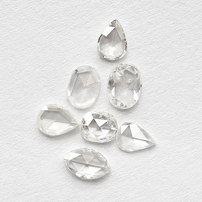 0.98 CT Rose Cut Diamond Lot Pear Oval and Marquise Mix Shapes, Natural GH SI Loose Stones for Jewelry Design