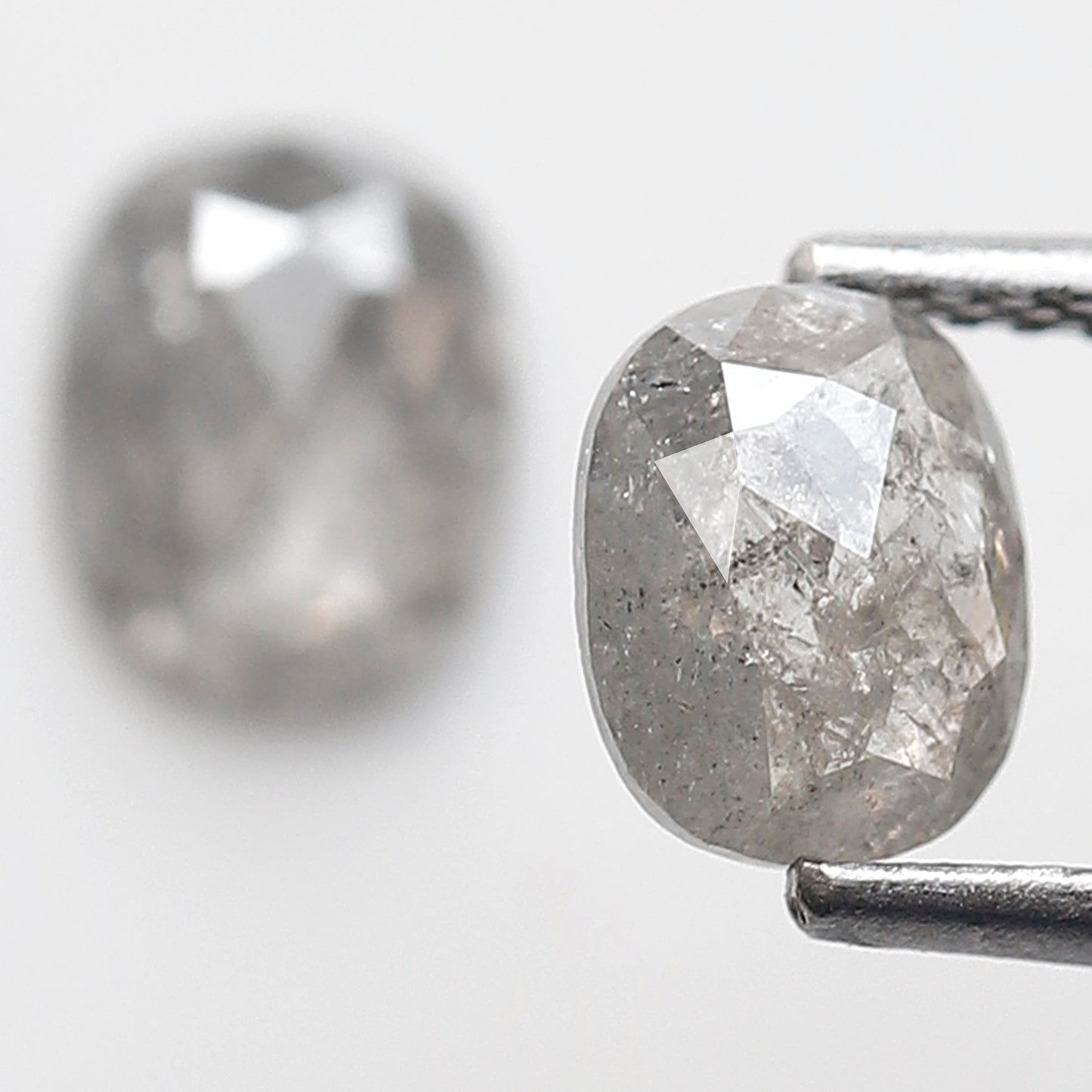 1.47 Ct Pair Of Oval Shape Salt and Pepper Diamond 6 MM Natural Loose Grey Color Diamond