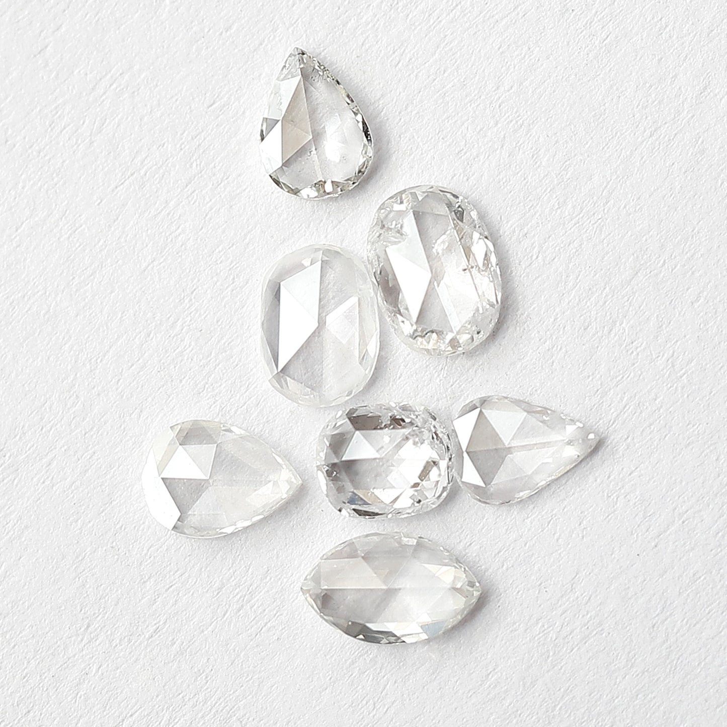 0.98 CT Rose Cut Diamond Lot Pear Oval and Marquise Mix Shapes, Natural GH SI Loose Stones for Jewelry Design