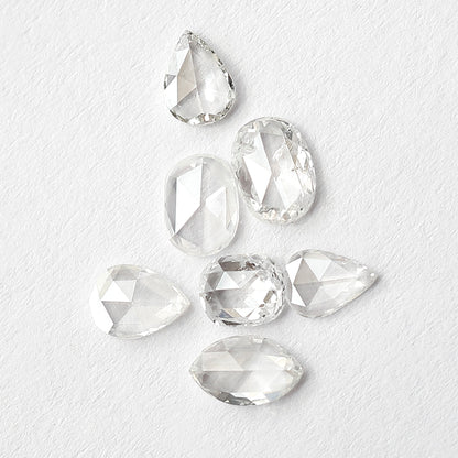 0.98 CT Rose Cut Diamond Lot Pear Oval and Marquise Mix Shapes, Natural GH SI Loose Stones for Jewelry Design