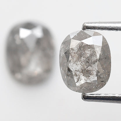 1.47 Ct Pair Of Oval Shape Salt and Pepper Diamond 6 MM Natural Loose Grey Color Diamond