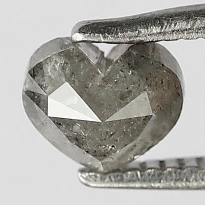 0.77 CT Heart shape salt and pepper diamond 4 mm grey black loose rose cut diamond for diamond ring