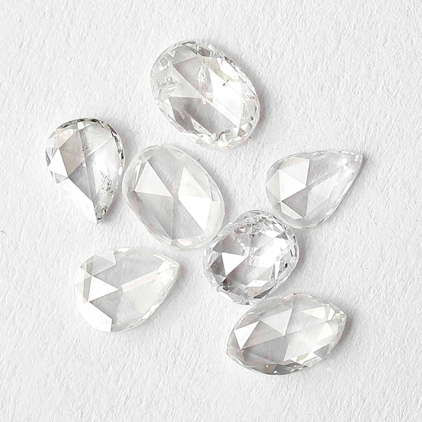 0.98 CT Rose Cut Diamond Lot Pear Oval and Marquise Mix Shapes, Natural GH SI Loose Stones for Jewelry Design
