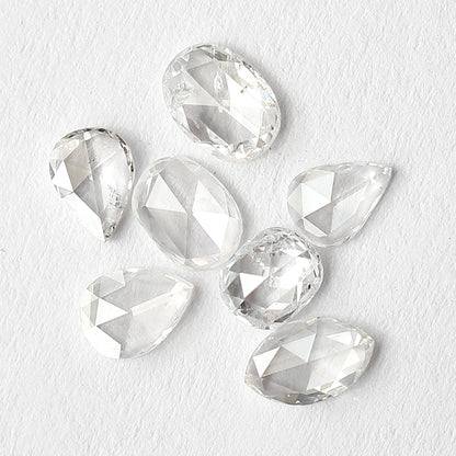 0.98 CT Rose Cut Diamond Lot Pear Oval and Marquise Mix Shapes, Natural GH SI Loose Stones for Jewelry Design