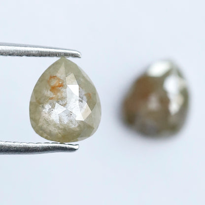 Matching Pear Rustic Diamond Pair 1.59 CT – 7.10 x 6.00 MM Natural Ethical Diamonds for Engagement Jewelry