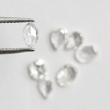 0.98 CT Rose Cut Diamond Lot Pear Oval and Marquise Mix Shapes, Natural GH SI Loose Stones for Jewelry Design