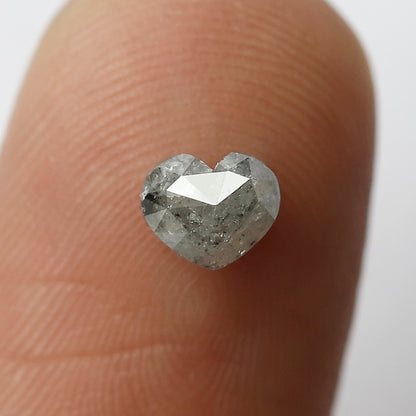 0.77 CT Heart shape salt and pepper diamond 4 mm grey black loose rose cut diamond for diamond ring