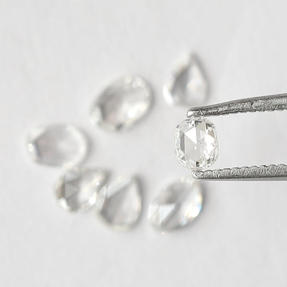 0.98 CT Rose Cut Diamond Lot Pear Oval and Marquise Mix Shapes, Natural GH SI Loose Stones for Jewelry Design