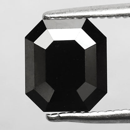 2.12 CT Emerald cut Loose Conflict Free Diamond, 7.60 x 6.70 mm Natural Treated Black Diamond For Wedding Ring