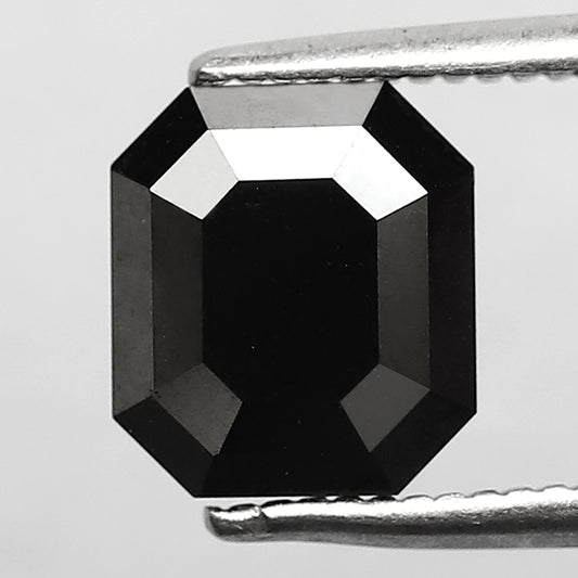 2.12 CT Emerald cut Loose Conflict Free Diamond, 7.60 x 6.70 mm Natural Treated Black Diamond For Wedding Ring