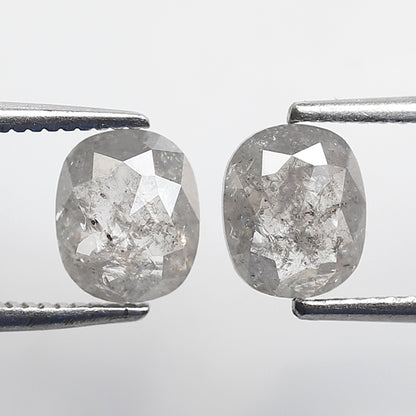 1.47 Ct Pair Of Oval Shape Salt and Pepper Diamond 6 MM Natural Loose Grey Color Diamond