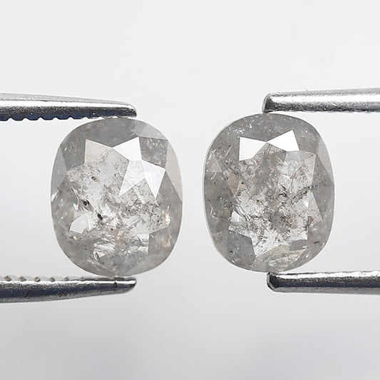 1.47 Ct Pair Of Oval Shape Salt and Pepper Diamond 6 MM Natural Loose Grey Color Diamond