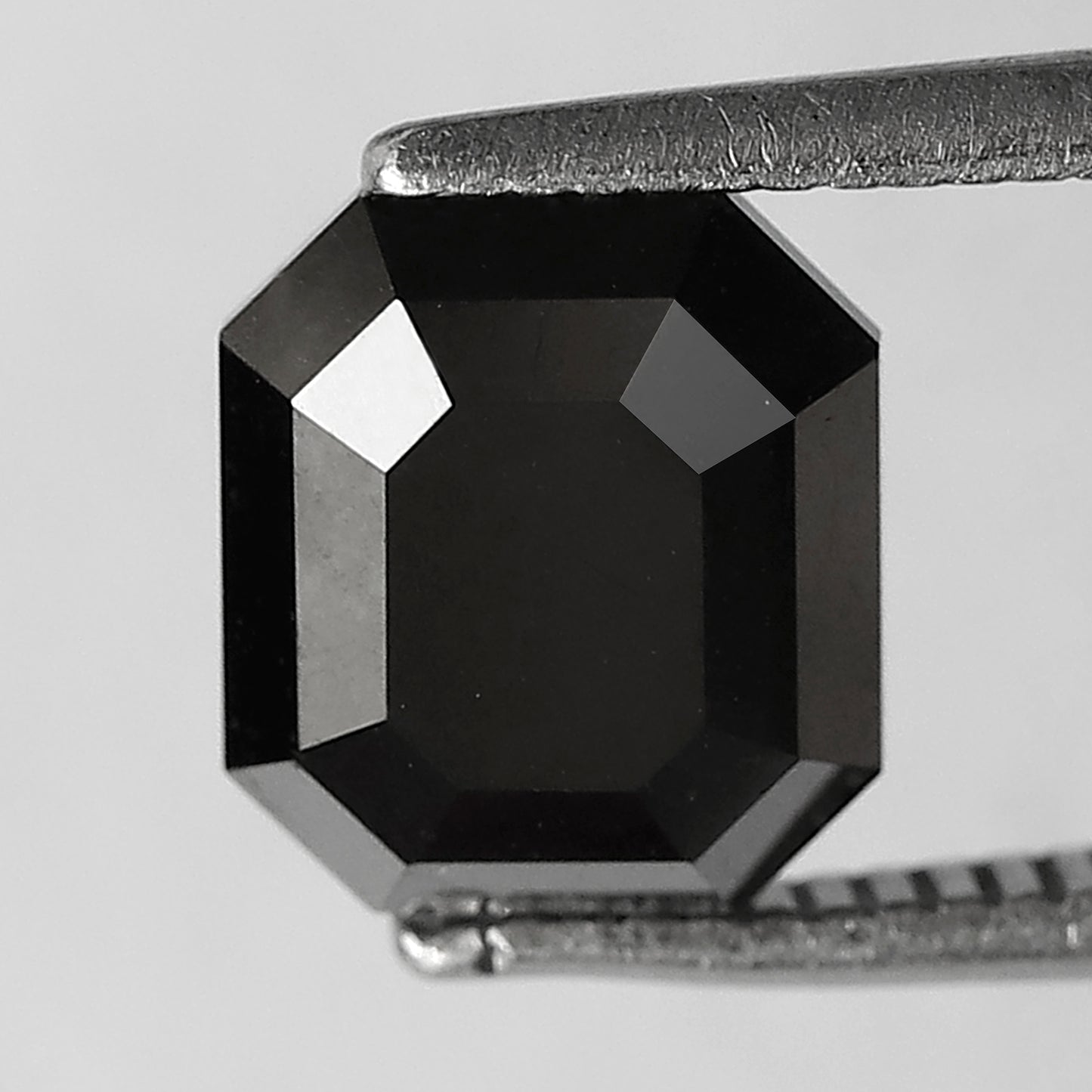 2.12 CT Emerald cut Loose Conflict Free Diamond, 7.60 x 6.70 mm Natural Treated Black Diamond For Wedding Ring