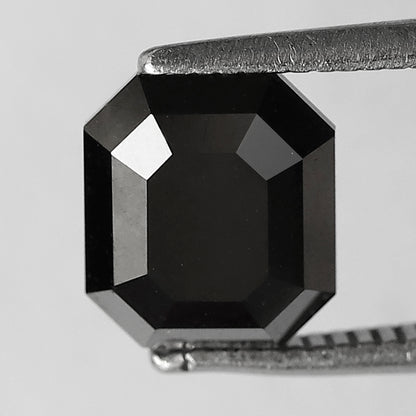 2.12 CT Emerald cut Loose Conflict Free Diamond, 7.60 x 6.70 mm Natural Treated Black Diamond For Wedding Ring