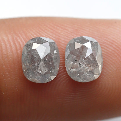 1.47 Ct Pair Of Oval Shape Salt and Pepper Diamond 6 MM Natural Loose Grey Color Diamond