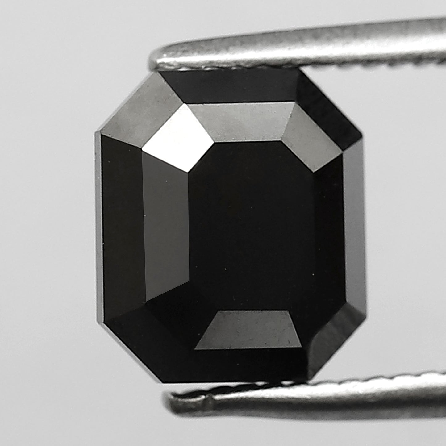 2.12 CT Emerald cut Loose Conflict Free Diamond, 7.60 x 6.70 mm Natural Treated Black Diamond For Wedding Ring