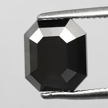 2.12 CT Emerald cut Loose Conflict Free Diamond, 7.60 x 6.70 mm Natural Treated Black Diamond For Wedding Ring