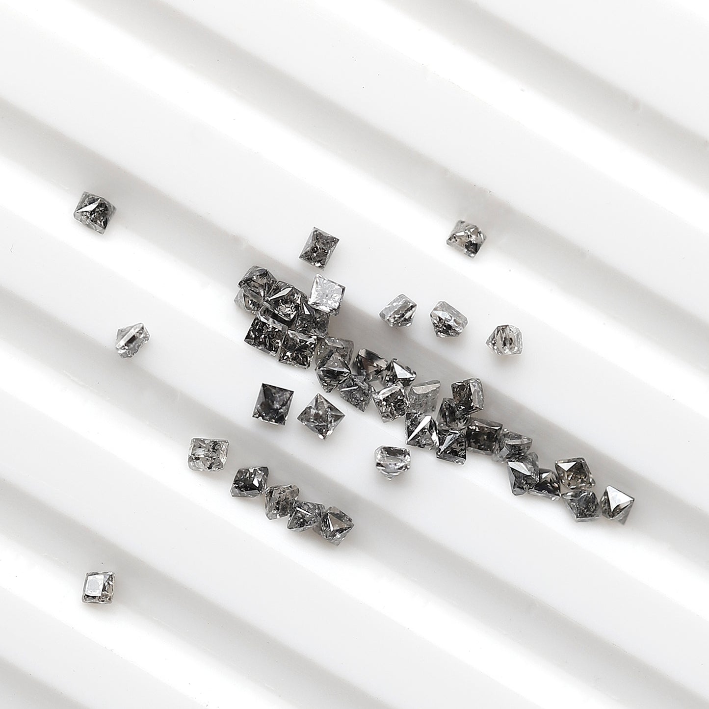 0.83 CT Princess cut Loose Diamond Lot, Natural Gray Black Salt and Pepper 45 Pcs Diamonds For Making Ring