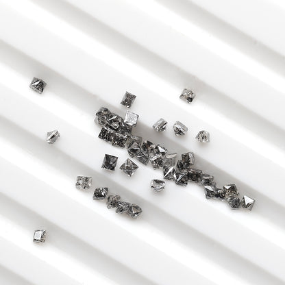 0.83 CT Princess cut Loose Diamond Lot, Natural Gray Black Salt and Pepper 45 Pcs Diamonds For Making Ring