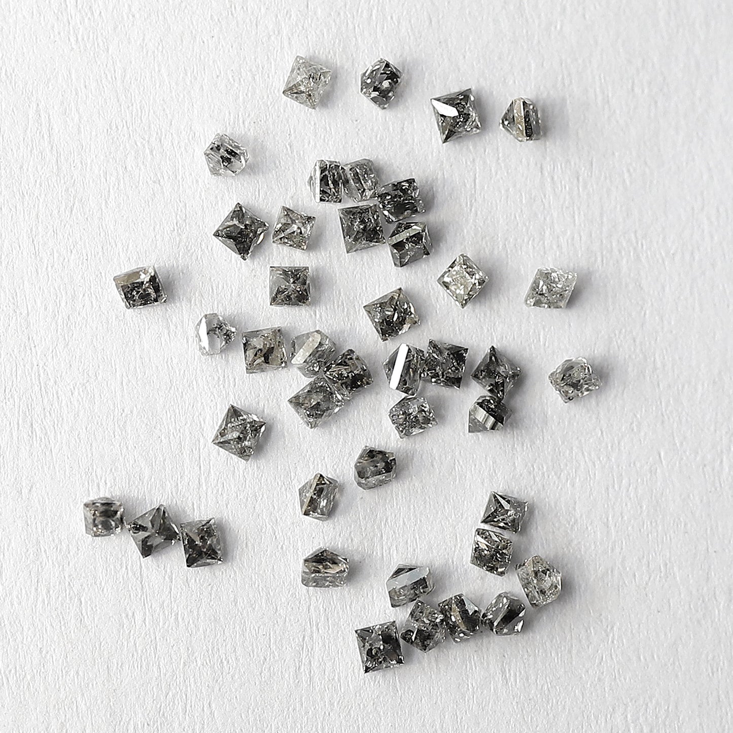 0.83 CT Princess cut Loose Diamond Lot, Natural Gray Black Salt and Pepper 45 Pcs Diamonds For Making Ring