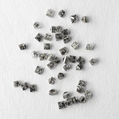 0.83 CT Princess cut Loose Diamond Lot, Natural Gray Black Salt and Pepper 45 Pcs Diamonds For Making Ring