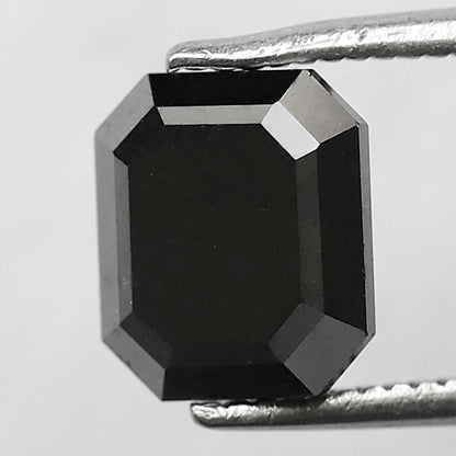 2.04 CT Natural Treated Black Diamond Emerald Cut, 7.70 x 6.70 mm Loose Ethical Diamond for Engagement Ring