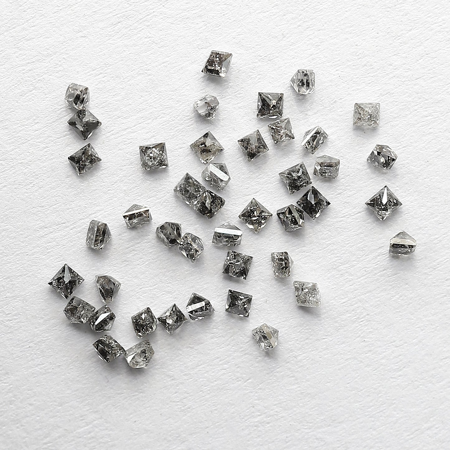 0.83 CT Princess cut Loose Diamond Lot, Natural Gray Black Salt and Pepper 45 Pcs Diamonds For Making Ring