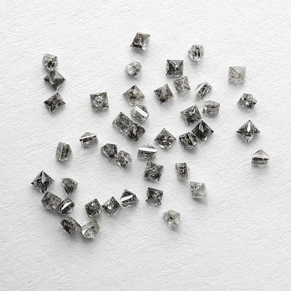 0.83 CT Princess cut Loose Diamond Lot, Natural Gray Black Salt and Pepper 45 Pcs Diamonds For Making Ring