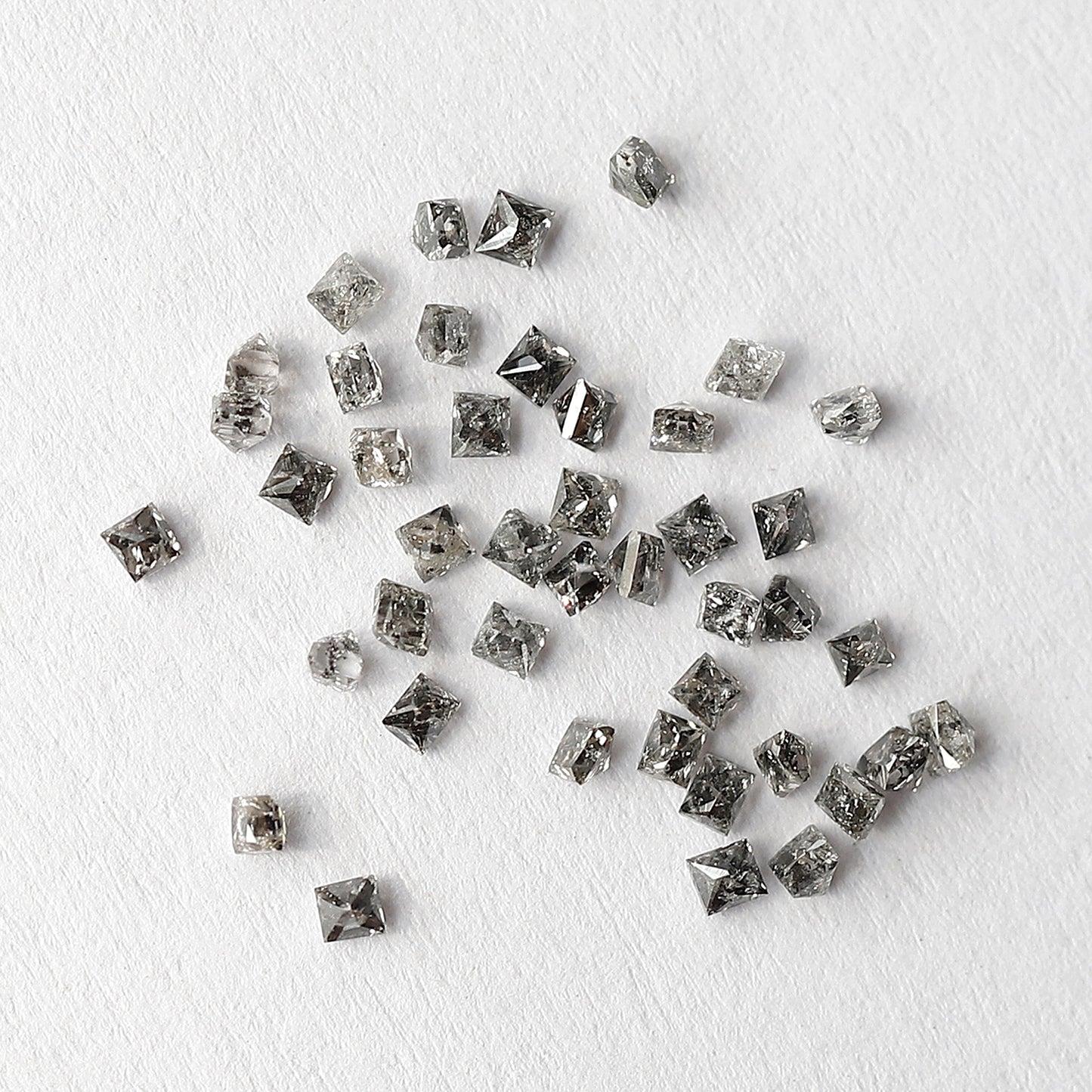 0.83 CT Princess cut Loose Diamond Lot, Natural Gray Black Salt and Pepper 45 Pcs Diamonds For Making Ring