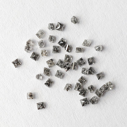 0.83 CT Princess cut Loose Diamond Lot, Natural Gray Black Salt and Pepper 45 Pcs Diamonds For Making Ring