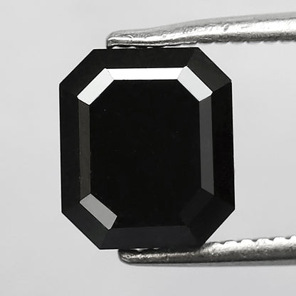 2.04 CT Natural Treated Black Diamond Emerald Cut, 7.70 x 6.70 mm Loose Ethical Diamond for Engagement Ring