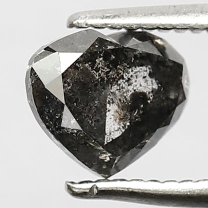 1.26 CT Heart Shape Gray Black Diamond, 5.6 MM Loose Natural Conflict Free Diamond For Wedding Ring