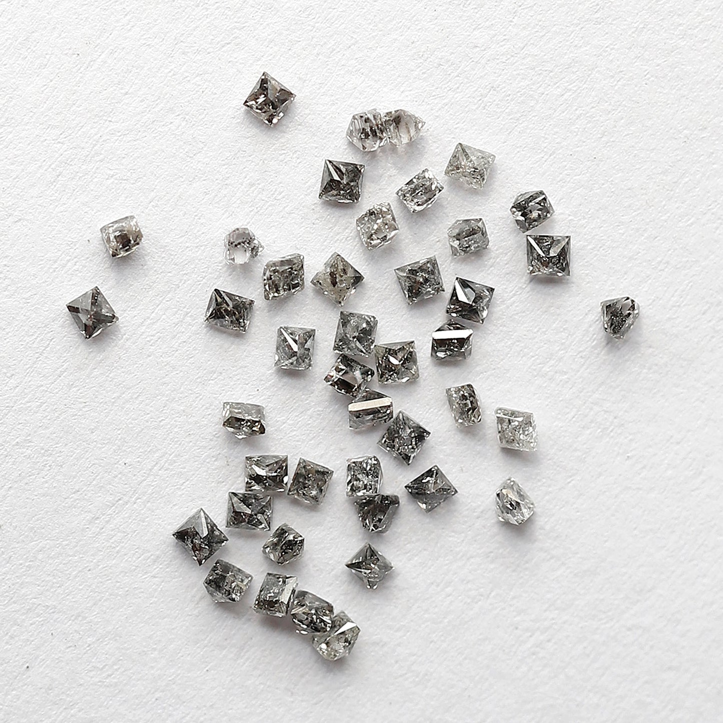 0.83 CT Princess cut Loose Diamond Lot, Natural Gray Black Salt and Pepper 45 Pcs Diamonds For Making Ring