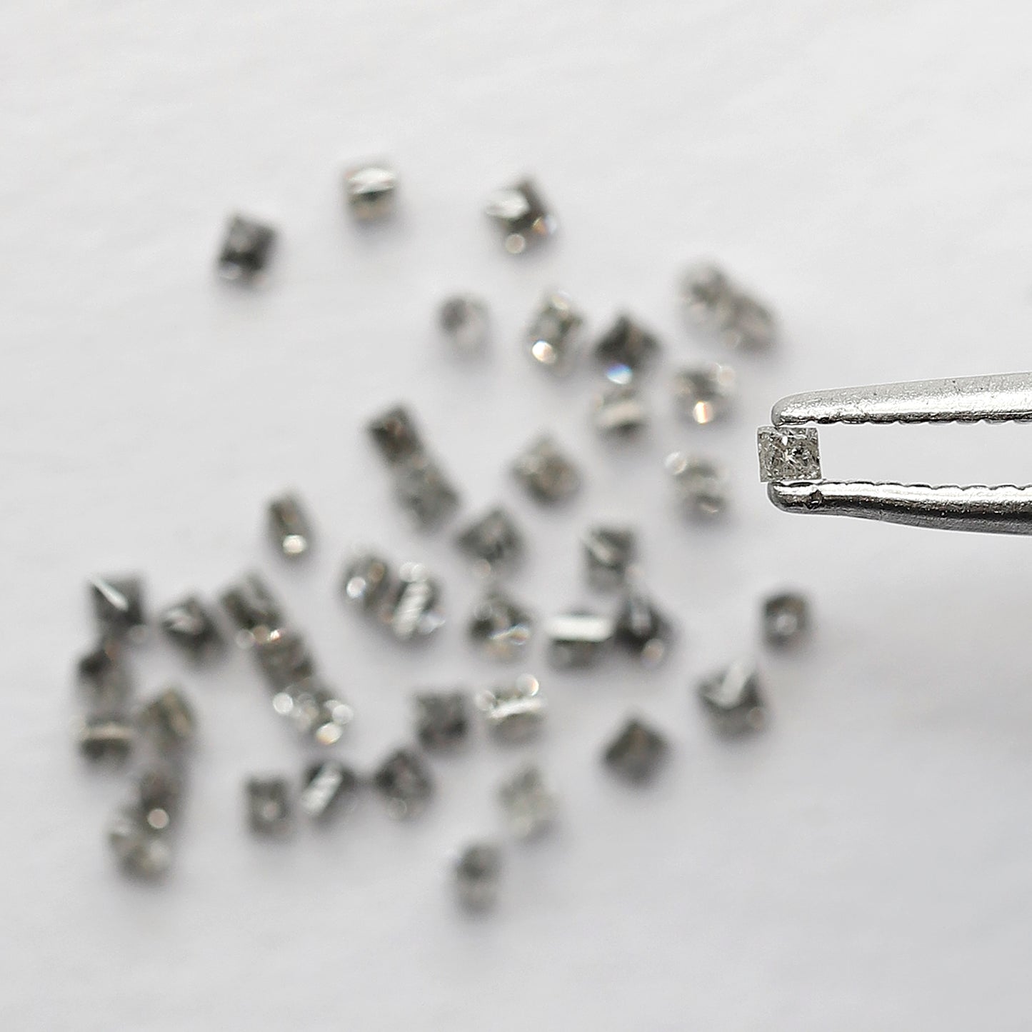 0.83 CT Princess cut Loose Diamond Lot, Natural Gray Black Salt and Pepper 45 Pcs Diamonds For Making Ring