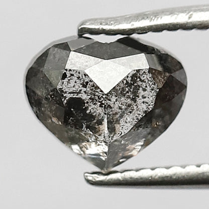 1.26 CT Heart Shape Gray Black Diamond, 5.6 MM Loose Natural Conflict Free Diamond For Wedding Ring