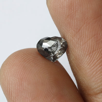 1.26 CT Heart Shape Gray Black Diamond, 5.6 MM Loose Natural Conflict Free Diamond For Wedding Ring