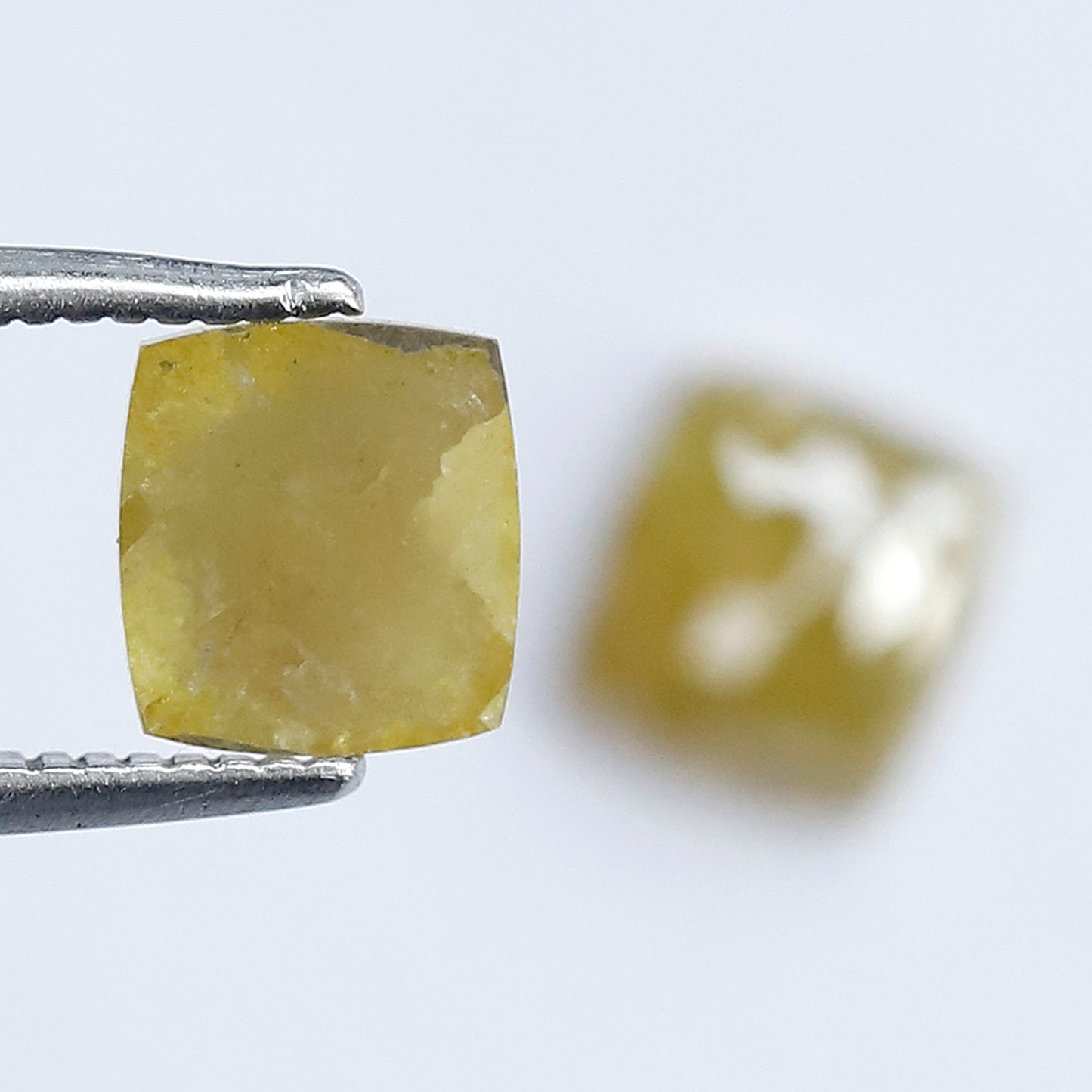 1.71 CT Cushion Cut Rustic Loose Diamond Pair – 6.10 mm Earth Mined Natural Greenish Yellow Diamonds