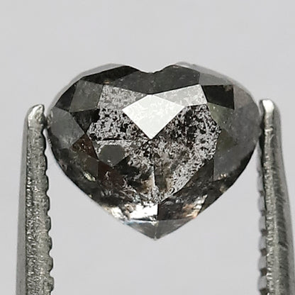 1.26 CT Heart Shape Gray Black Diamond, 5.6 MM Loose Natural Conflict Free Diamond For Wedding Ring