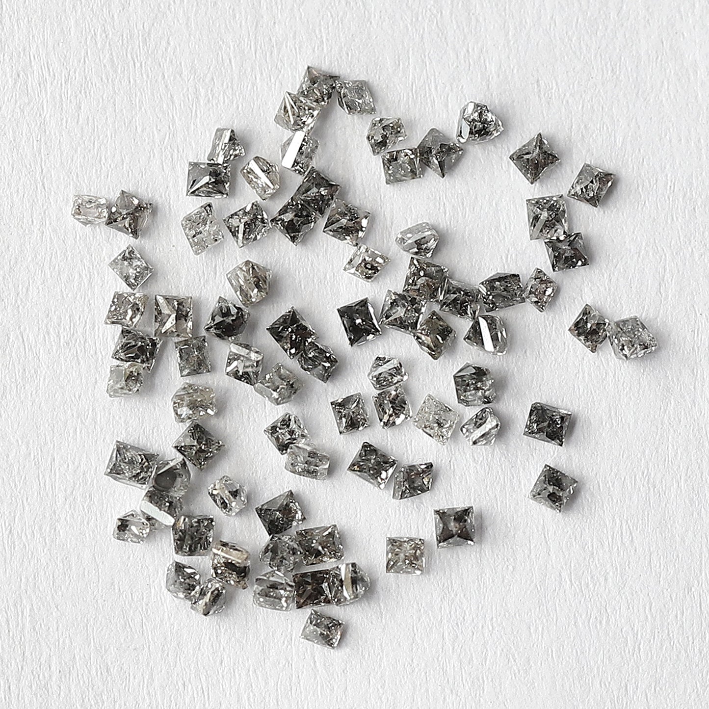 0.95 CT Princess Cut Salt and Pepper Diamond Lot, Natural Gray Black Loose Diamonds, 78 Pcs Earth Mined Diamonds for Jewelry Making